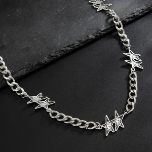 Collane Choker con Catena Metallica Stile Hip Hop Street, Doppia Stella, per <span class=keywords><strong>Uomo</strong></span>, Catene Vintage per Clavicola, Accessori Moda, <span class=keywords><strong>Gioielli</strong></span> Regalo - Product Image 6