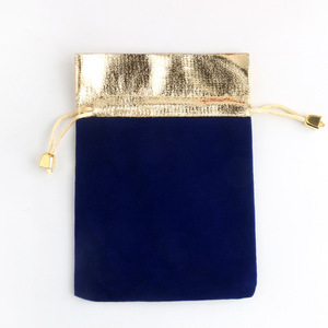 Bolsa de Terciopelo con Cordón y Borde Dorado para Empaque de Joyería de Boda, Reciclable, Venta al Por Mayor - Product Image 1