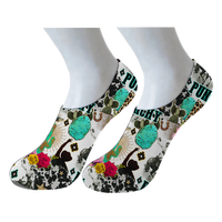 Kaos Kaki Wanita Desain Kustom Grosir Motif Sapi Gaya Koboi The Wild Ones