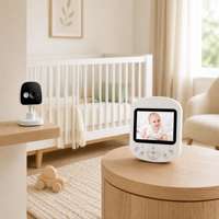 Babyphone avec caméra 1080p HD 12MP, vision nocturne, communication bidirectionnelle, berceuses apaisantes, écran couleur 2,8 pouces, sans Wi-Fi