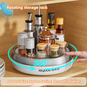 Joybos rak penyimpanan dapur Modern, rak penyimpanan bumbu dan riasan, wadah plastik berputar 360 ° - Product Image 2