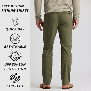 Pantalones de senderismo para hombre duraderos elásticos de 4 vías de alta calidad que absorben la humedad ligeros al aire libre UPF 50 + Pantalones de pesca informales de secado rápido - Product Image 2