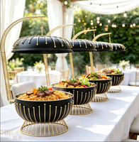 Nouveau style – Ensemble de chauffe-plats de luxe 8L en acier inoxydable blanc, noir et or avec couvercle suspendu – Réchaud de buffet pour hôtels et mariages