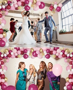 Kit de balões cor de rosa borgonha, balões para decoração de chá de bebê, aniversário, festa de casamento, 4 ferramentas, set979, <span class=keywords><strong>129</strong></span> peças - Product Image 6