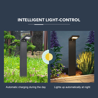 Lampu Bollard Dekoratif Lanskap Luar Ruangan Tahan Air IP65 Modern Berkualitas Tinggi, Lampu Taman LED Tenaga Surya Aluminium Hitam CRI