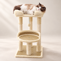 Arbre à chat d'intérieur multi-niveaux avec lit en peluche, perchoir tressé et poteaux à gratter en sisal, mobilier d'escalade pour chat OEM/ODM
