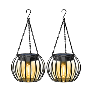 따뜻한 흰색 LED 에디슨 전구 야외 정원/파티오/나무 장식과 태양 광 매달려 금속 케이지 랜턴 - Product Image 1