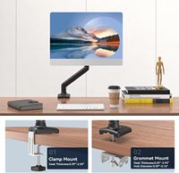 Support de bureau à bras pneumatique réglable en hauteur pour écran unique, classique, universel, VESA, pour écrans jusqu'à 32 pouces, en stock