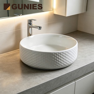 Lavabo de Cerámica Pulido Blanco Puro Modelo 1532 Gunies, Diseño Moderno, con un Solo Orificio, para Baño, Venta al por Mayor - Product Image 4