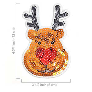 Bonito parche de Reno de lentejuelas para planchar para niños, ropa de vacaciones, tela de lona, Material de PVC - Product Image 5