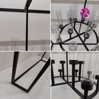 Lustre de table haute de luxe chandeliers noirs lustre de mariage bougeoir avec arc de balançoire décor de mariage