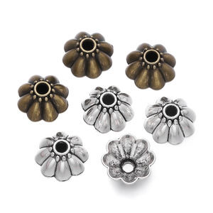 Zinc Alloy <b>Flower</b> Bead Caps For <b>Bracelet</b> Making Ancient Silver And Bronze Plated DIY Jewelry Findings 10mm Hollowed Out Shape - Product Image 5