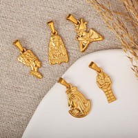 Breloques Vintage, Bijoux Mystiques Anciens, Pendentif Pharaon en Acier Inoxydable Plaqué Or 18K, Breloques Carte d'Afrique Pharaon Égyptien