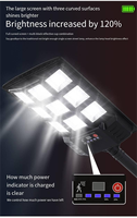 Nouvelle Lampe Murale Solaire LED Extérieure SMD 500W IP67 pour Usage Domestique, Éclairage de Route, Jardin, Cour, à Trois Faces, avec Détection de Mouvement Humain
