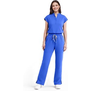 Conjunto de uniformes médicos FOXA para mujer: blusa suave sin mangas con cuello alto y pantalón de pierna recta con 9 bolsillos y cintura elástica para yoga - Product Image 1