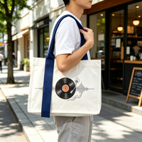 Sac de rangement pratique et réutilisable en toile sérigraphiée personnalisée avec motif de dessin animé, fermeture éclair et poignée longue, pochette de voyage