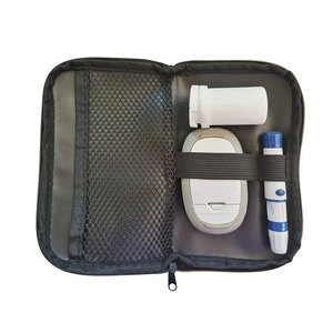 Bolsa de almacenamiento para medidor de glucosa en sangre con bolsillo de malla para dispositivo de punción y tiras reactivas, estuche de tela de 15,7x9,5x1 cm - Product Image 1