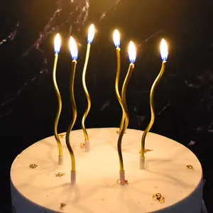 Оптовая продажа, Современные Изогнутые свечи, креативные свечи, украшение для торта на день рождения, цветные свечи для дня рождения