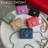 Dompet Kulit Asli Trendi Baru untuk Wanita dengan Jahitan Rapi dan Tempat Kartu Rantai Emas yang Dapat Dilepas untuk Wanita Elegan
