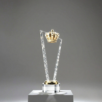 Trophées en verre vierges en gros à prix d'usine, médailles et plaques personnalisées, trophée couronne en cristal coloré pour membre MVP