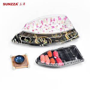 Paquet Sunzza vente en gros de matériaux noirs jetables pour animaux de compagnie de grande taille bateau à sushi en plastique pour fête/<span class=keywords><strong>restaurant</strong></span> à emporter - Product Image 2