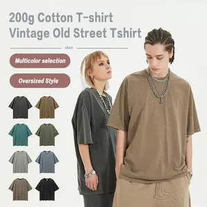 T-shirt in cotone tinta unita 200g t-shirt vintage outstreet personalizzata t-shirt oversize unisex sportiva all'ingrosso