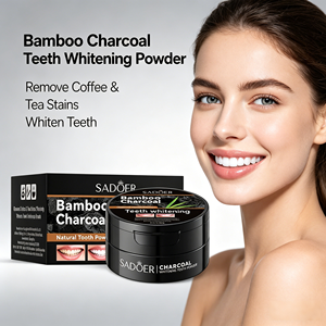 Poudre blanchissante pour les dents au charbon <span class=keywords><strong>de</strong></span> bambou saveur menthe naturelle 60g Sadoer OEM en gros – Élimine les taches <span class=keywords><strong>de</strong></span> <span class=keywords><strong>café</strong></span>, <span class=keywords><strong>de</strong></span> thé et <span class=keywords><strong>de</strong></span> fumée - Product Image 1