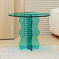Table basse en acrylique multicolore personnalisée - Ensemble de meubles de patio transparents minimalistes, table et chaises de balcon sur mesure