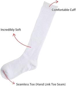 Confezione da 3 calzini Unisex per giovani a righe alte al ginocchio con punta morbida senza cuciture nero bianco-abito da uniforme scolastica primaverile - Product Image 2