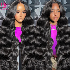 13x4 Transparente HD Body Wave Rohhaar Perücke Echthaar Spitze vorne Leimlose Perücke Spitze Frontal Rohe Vietnam esische Echthaar Perücke - Product Image 1