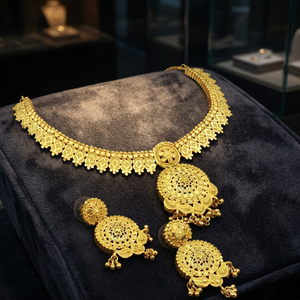 Wholesale 14K 18K 24K Gold Plated Brass Forming Short Necklaces, Traditional Flower Design Wedding Jewelry Set Fashion Jewelry - Product Image 3