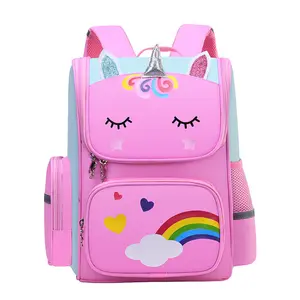 Unicorn tiểu trẻ em dễ thương không thấm nước trẻ em 3D cô gái chàng trai 6-12y trẻ em túi đi học màu hồng trường Túi ba lô