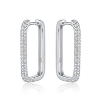 Bijoux fins pour femmes Micro pavé CZ Zircon Double face Rectangle boucles d'oreilles plaqué or boucles d'oreilles pour mariage