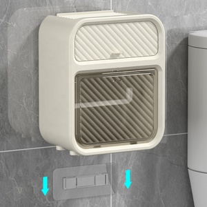 Distributeur de <span class=keywords><strong>papier</strong></span> <span class=keywords><strong>toilette</strong></span> mural multifonctionnel et étanche en plastique 2026 avec boîte de <span class=keywords><strong>rangement</strong></span> roulante - Product Image 3