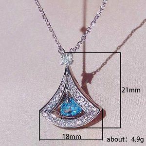 Collana con ciondolo blu a forma di ventaglio creativo, elegante catena a clavicola stile gonna per donna - Product Image 5