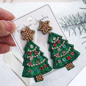 Nouveau mignon guirlande noël pull arbre bonhomme de neige boucles d'oreilles vacances mode drôle noël graine perle boucle d'oreille prêt à expédier - Product Image 6