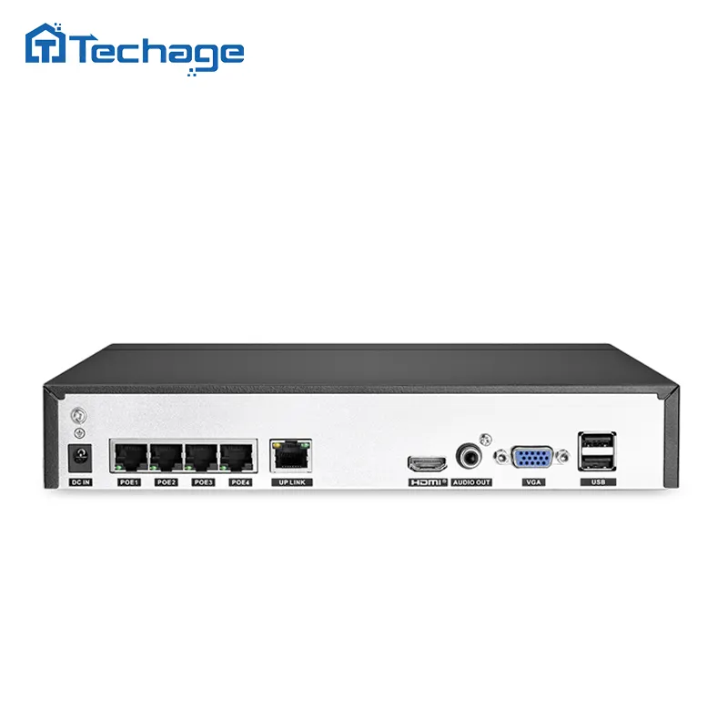 Techage 5MP POE NVR 4CH אבטחת מעקב P2P רשת וידאו <span class=keywords><strong>מקליט</strong></span> עבור טלוויזיה במעגל סגור מערכת