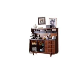 French Style <b>Sideboard</b> Solid Wood Storage <b>Cabinet</b> Coffee Brown 900mm High <b>Kitchen</b> Tea <b>Cabinet</b> With Drawers - Product Image 5