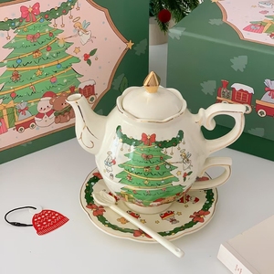 Lelyi carino cartone animato dipinto a mano tazza di caffè e piattino per natale vaso di ceramica di alto valore creativo stile fresco - Product Image 3