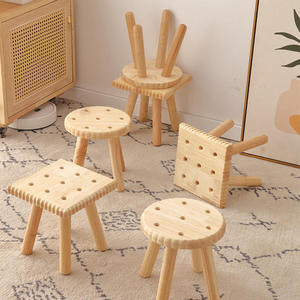 เก้าอี้เด็กไม้เนื้อแข็ง 24x24 สไตล์มินิมอล ทนทาน เก้าอี้เตี้ยสำหรับเด็ก - Product Image 1