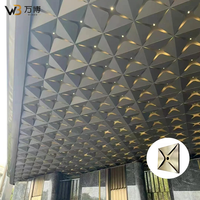 Panneaux de plafond en aluminium 3D, forme pyramidale concave, couleur champagne doré, finition métallique brossée, pour entrée de bâtiment, auvent, faux-plafond