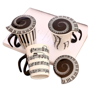 Tasse en céramique originale avec notes de musique, pour lait, jus, café, thé, pratique pour la maison, le bureau, la boisson quotidienne - Product Image 1