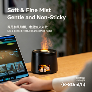 Humidificador ultrasónico LED caliente, los mejores humidificadores pequeños para dormitorio, oficina, hogar, difusor de aroma con efecto volcán. - Product Image 3