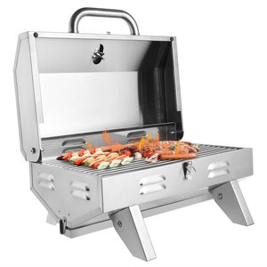 Portable Single Burner Corten Steel <b>Trolley</b> Gas Grill Folding Design Polished Finish Piezoelectric Ignition for Outdoor Camping - Product Image 6