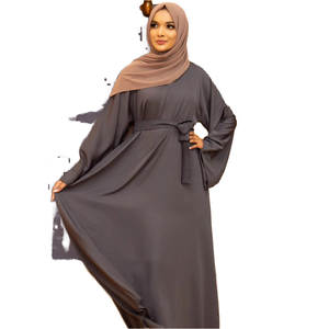 L-10 Elegante Abaya Hecha a Mano, Estilo Dubái/Turquía, Color Sólido, Tela Nida, Kaftán Sencillo y Modesto, Ropa Islámica, Burka Larga Hasta el Suelo, Lisa - Product Image 4