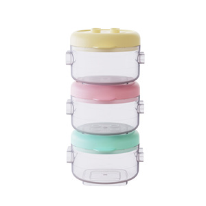 Conteneurs de stockage de nourriture pour bébés, ensemble de 3 pièces, hermétiques, portables, pour nourrissons, pour l'alimentation en lait en poudre, collations, couleur mixte, design rond - Product Image 1