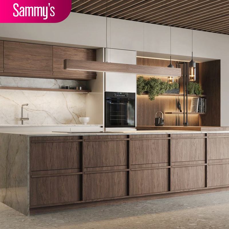 Wainut Wood Kitchen Cabinet