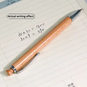 Stylo bille rétro créatif en bambou, stylo gel à pression en bois et plastique avec logo personnalisé pour cadeaux de bienvenue - Product Image 3