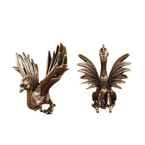 Ornement d'oiseau en laiton vermillon, 2 pièces, décoration de bureau Feng Shui, artisanat pour le nouvel an chinois - Product Image 5