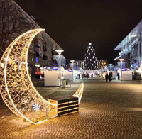 Weihnachten 3D Star Moon Schneeflocke Außen beleuchtung Holiday Street Kommerzielle Dekoration Große benutzer definierte Skulptur Metall Motiv Lichter